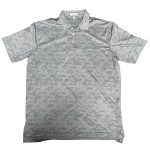 Peter Millar Summer Comfort Mens Gray Camo AOP Polo Shirt Cascata Branded Large